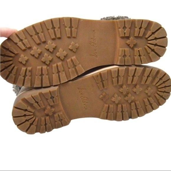 Sam Edelman Suede Bowen Boots, Faux Fur Top - Light Gray, Size 7-1/2 - Picture 4 of 15